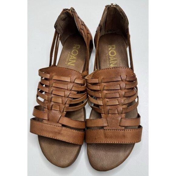 Roan By Bed-Stu Clarise Brown Leather Woven Sandals Size 7.5 - Picture 1 of 12
